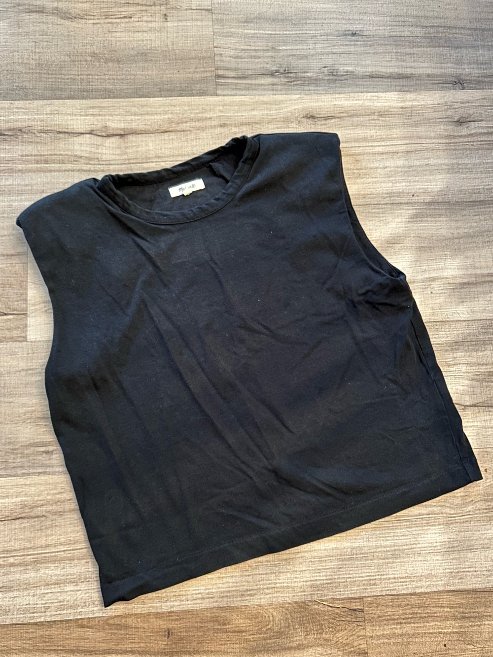 Madewell Black Sleeveless Top with Shoulder Pads